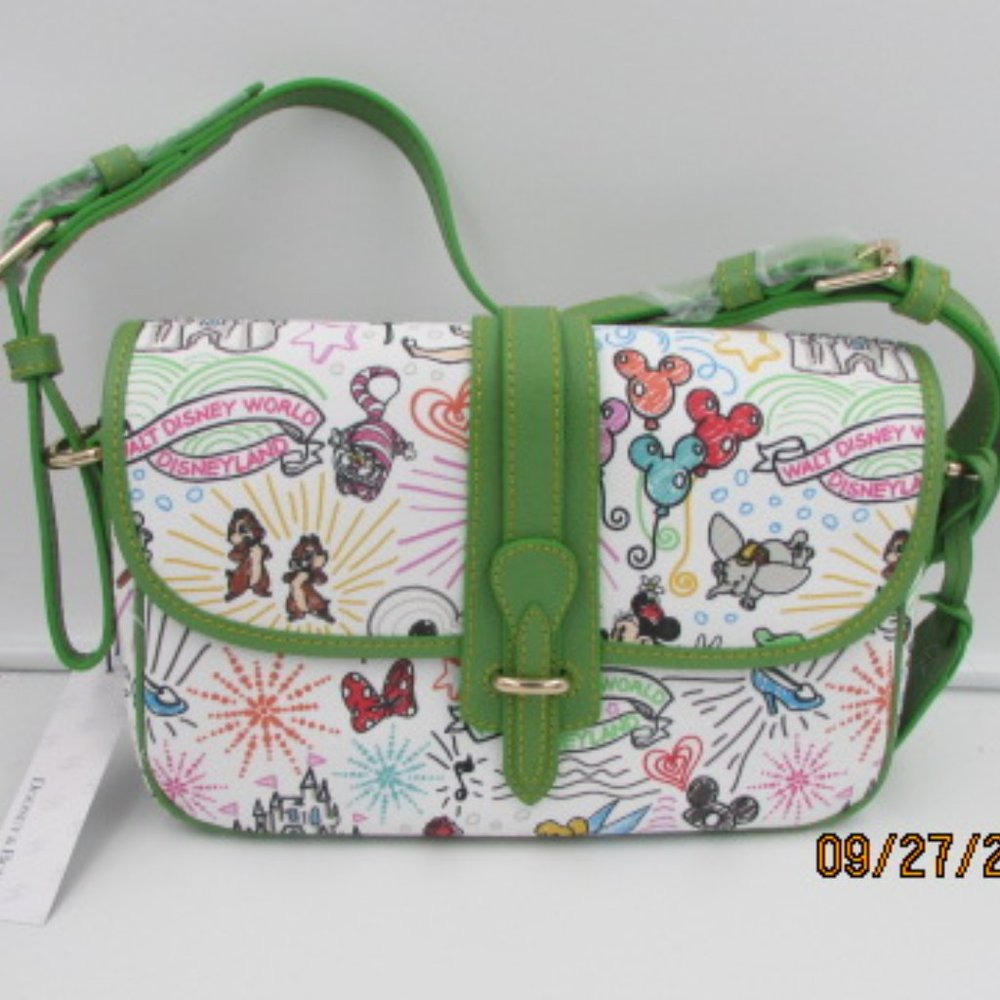 Disney Dooney & Bourke 10th Anniversary Sketches Shoulder Bag Purse Dumbo Tink